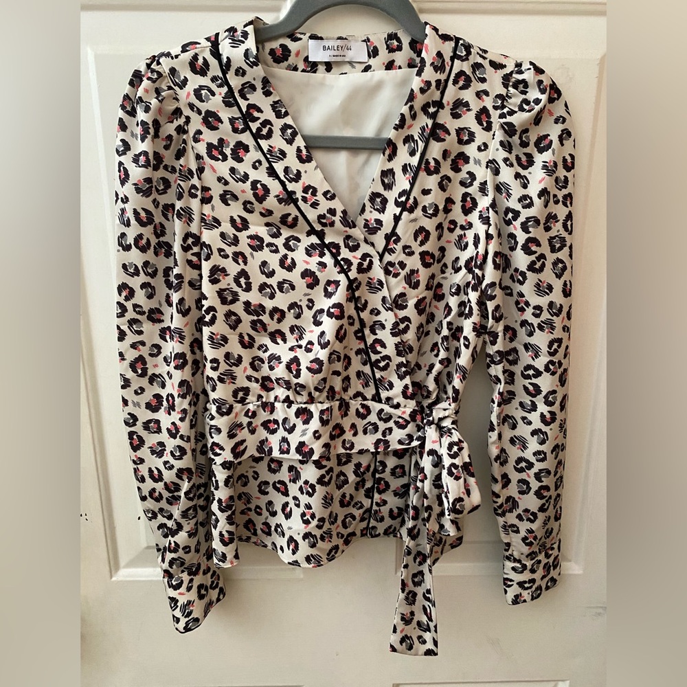 Bailey 44 Marguerite Leopard Print Wrap Blouse- Size 0